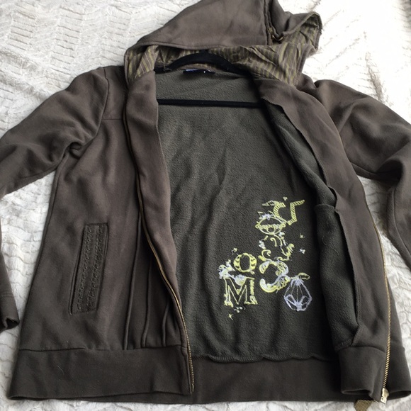 VOLCOM Women's Large Green Zip up Hoodie Vintage - Picture 7 of 8